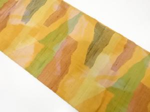 節紬　抽象霞模様織り出し　名古屋帯